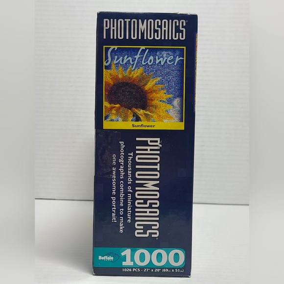 Buffalo Photomosaic Sunflower 1026 pieces 27"x20" Puzzle Complete w/Poster - Picture 5 of 5